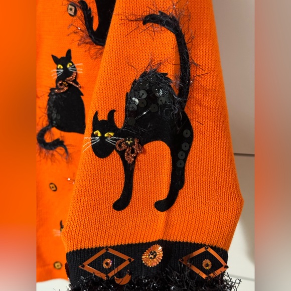 NEW Design Options by Philip and Jane Gordon Black Cat Cardigan Size M - Picture 8 of 14
